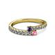 2 - Delise 3.40mm Round Iolite and Pink Tourmaline with Side Diamonds Bypass Ring 