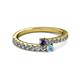 2 - Delise 3.40mm Round Iolite and Aquamarine with Side Diamonds Bypass Ring 