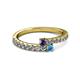 2 - Delise 3.40mm Round Iolite and Blue Topaz with Side Diamonds Bypass Ring 
