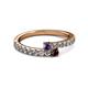 2 - Delise 3.40mm Round Iolite and Red Garnet with Side Diamonds Bypass Ring 