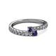 2 - Delise 3.40mm Round Iolite and Blue Sapphire with Side Diamonds Bypass Ring 