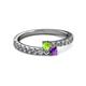 2 - Delise 3.40mm Round Peridot and Amethyst with Side Diamonds Bypass Ring 