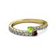 2 - Delise 3.40mm Round Peridot and Red Garnet with Side Diamonds Bypass Ring 
