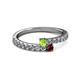 2 - Delise 3.40mm Round Peridot and Ruby with Side Diamonds Bypass Ring 