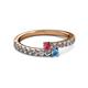 2 - Delise 3.40mm Round Rhodolite Garnet and Blue Topaz with Side Diamonds Bypass Ring 