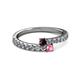 2 - Delise 3.40mm Round Red Garnet and Pink Tourmaline with Side Diamonds Bypass Ring 