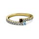 2 - Delise 3.40mm Round Red Garnet and Aquamarine with Side Diamonds Bypass Ring 