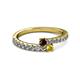 2 - Delise 3.40mm Round Red Garnet and Yellow Sapphire with Side Diamonds Bypass Ring 