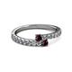 2 - Delise 3.40mm Round Red Garnet with Side Diamonds Bypass Ring 