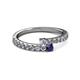 2 - Delise 3.40mm Round Diamond and Blue Sapphire with Side Diamonds Bypass Ring 