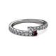 2 - Delise 3.40mm Round Diamond and Red Garnet with Side Diamonds Bypass Ring 