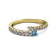 2 - Delise 3.40mm Round Diamond and Blue Topaz with Side Diamonds Bypass Ring 