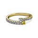 2 - Delise 3.40mm Round Diamond and Yellow Sapphire with Side Diamonds Bypass Ring 