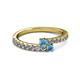 2 - Delise 3.40mm Round Blue Topaz with Side Diamonds Bypass Ring 