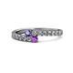 1 - Delise 3.40mm Round Iolite and Amethyst with Side Diamonds Bypass Ring 