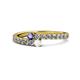 1 - Delise 3.40mm Round Iolite and White Sapphire with Side Diamonds Bypass Ring 
