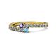 1 - Delise 3.40mm Round Iolite and Blue Topaz with Side Diamonds Bypass Ring 