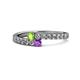 1 - Delise 3.40mm Round Peridot and Amethyst with Side Diamonds Bypass Ring 