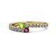 1 - Delise 3.40mm Round Peridot and Ruby with Side Diamonds Bypass Ring 