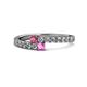 1 - Delise 3.40mm Round Rhodolite Garnet and Pink Sapphire with Side Diamonds Bypass Ring 