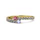 1 - Delise 3.40mm Round Rhodolite Garnet and Tanzanite with Side Diamonds Bypass Ring 