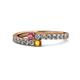 1 - Delise 3.40mm Round Rhodolite Garnet and Citrine with Side Diamonds Bypass Ring 