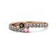 1 - Delise 3.40mm Round Red Garnet and Pink Tourmaline with Side Diamonds Bypass Ring 