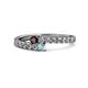 1 - Delise 3.40mm Round Red Garnet and Aquamarine with Side Diamonds Bypass Ring 