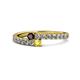 1 - Delise 3.40mm Round Red Garnet and Yellow Sapphire with Side Diamonds Bypass Ring 