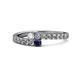 1 - Delise 3.40mm Round Diamond and Blue Sapphire with Side Diamonds Bypass Ring 