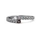 1 - Delise 3.40mm Round Diamond and Red Garnet with Side Diamonds Bypass Ring 