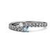 1 - Delise 3.40mm Round Diamond and Aquamarine with Side Diamonds Bypass Ring 