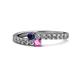 1 - Delise 3.40mm Round Blue and Pink Sapphire with Side Diamonds Bypass Ring 