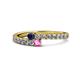 1 - Delise 3.40mm Round Blue and Pink Sapphire with Side Diamonds Bypass Ring 