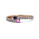 1 - Delise 3.40mm Round Blue and Pink Sapphire with Side Diamonds Bypass Ring 