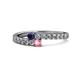 1 - Delise 3.40mm Round Blue Sapphire and Pink Tourmaline with Side Diamonds Bypass Ring 