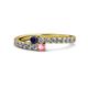 1 - Delise 3.40mm Round Blue Sapphire and Pink Tourmaline with Side Diamonds Bypass Ring 