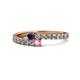 1 - Delise 3.40mm Round Blue Sapphire and Pink Tourmaline with Side Diamonds Bypass Ring 