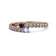 1 - Delise 3.40mm Round Blue Sapphire and Tanzanite with Side Diamonds Bypass Ring 