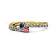 1 - Delise 3.40mm Round Blue Sapphire and Rhodolite Garnet with Side Diamonds Bypass Ring 