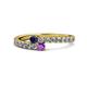 1 - Delise 3.40mm Round Blue Sapphire and Amethyst with Side Diamonds Bypass Ring 