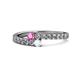 1 - Delise 3.40mm Round Pink and White Sapphire with Side Diamonds Bypass Ring 