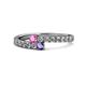 1 - Delise 3.40mm Round Pink Sapphire and Iolite with Side Diamonds Bypass Ring 