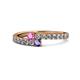 1 - Delise 3.40mm Round Pink Sapphire and Iolite with Side Diamonds Bypass Ring 