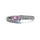 1 - Delise 3.40mm Round Pink Sapphire and Aquamarine with Side Diamonds Bypass Ring 