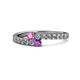 1 - Delise 3.40mm Round Pink Sapphire and Amethyst with Side Diamonds Bypass Ring 