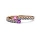 1 - Delise 3.40mm Round Pink Sapphire and Amethyst with Side Diamonds Bypass Ring 
