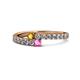 1 - Delise 3.40mm Round Citrine and Pink Sapphire with Side Diamonds Bypass Ring 