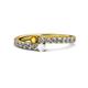 1 - Delise 3.40mm Round Citrine and White Sapphire with Side Diamonds Bypass Ring 