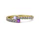 1 - Delise 3.40mm Round Tanzanite and Amethyst with Side Diamonds Bypass Ring 